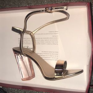 Never worn gold clear heels